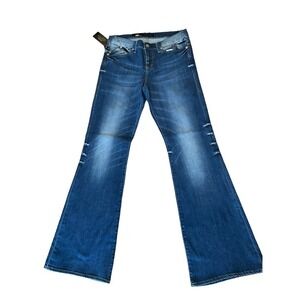 Rock & Republic Roth Jeans Women Blue 8M Embroidered Denim Pockets Distressed